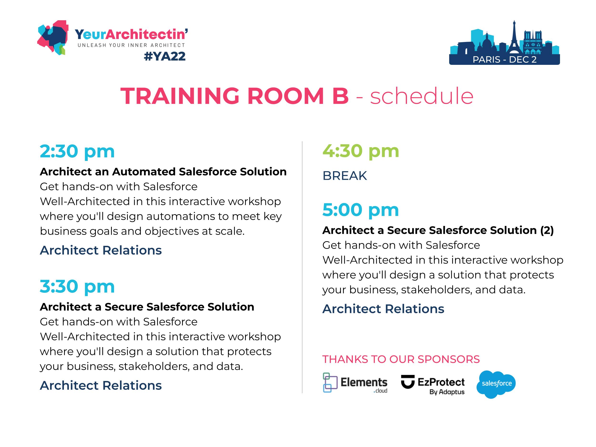 YeurArchitectin' - Training Room B Agenda